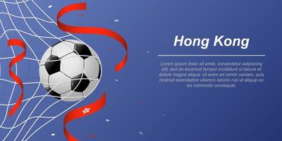 fotboll bakgrund med flygande band i färger av de flagga av hong kong vektor