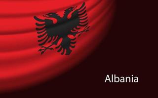 Vinka flagga av albania på mörk bakgrund. baner eller band vektor