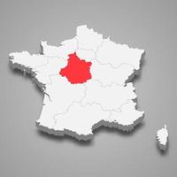 centrum-val de loire område plats inom Frankrike 3d isometrisk Karta vektor