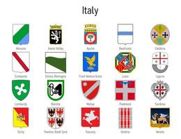 Mantel von Waffen von das Zustand von Italien, alle italienischeregionen Emblem vektor