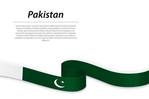 schwenkendes band oder banner mit der flagge pakistans vektor