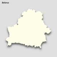 3d isometrisch Karte von Weißrussland isoliert mit Schatten vektor