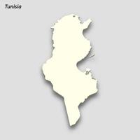 3d isometrisch Karte von Tunesien isoliert mit Schatten vektor