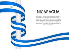 vinka band på Pol med flagga av nicaragua. mall för indep vektor