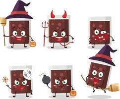 halloween uttryck uttryckssymboler med tecknad serie karaktär av glas av cola vektor
