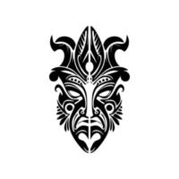 vektor tatuering skiss av en polynesisk Gud mask i svart och vit.