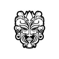 vektor tatuering skiss av en klassisk svart och vit polynesisk Gud mask.