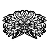 Weiß und schwarz Vektor tätowieren skizzieren von polynesisch Gott Maske.