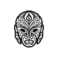 vektor svart och vit tatuering skiss av en polynesisk Gud mask.