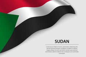 Welle Flagge von Sudan auf Weiß Hintergrund. Banner oder Band Vektor