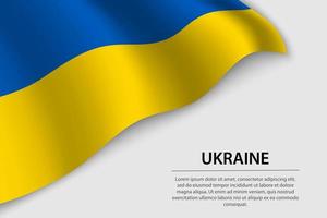 Welle Flagge von Ukraine auf Weiß Hintergrund. Banner oder Band vecto vektor