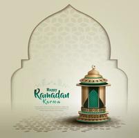 islamic hälsning ramadan kareem kort design med skön lykta vektor