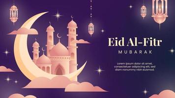 eid al fitr Mubarak Gradient Illustration Banner vektor