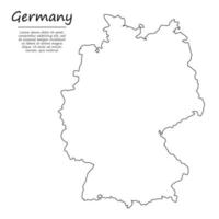 einfach Gliederung Karte von Deutschland, im skizzieren Linie Stil vektor