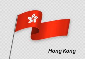 vinka flagga av hong kong på flaggstång. mall för oberoende dag vektor