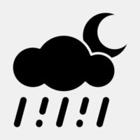 Symbol regnerisch Nacht. Wetter Elemente Symbol. Symbole im Glyphe Stil. gut zum Drucke, Netz, Smartphone Anwendung, Poster, Infografiken, Logo, Zeichen, usw. vektor