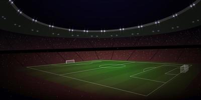 3d realistisch Fußball Stadion beim Nacht. vektor