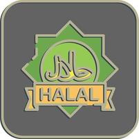 Symbol halal. islamisch Elemente von Ramadan, eid al fitr, eid al Adha. Symbole im geprägt Stil. gut zum Drucke, Poster, Logo, Dekoration, Gruß Karte, usw. vektor