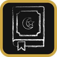 ikon de helig koranen. islamic element av ramadhan, eid al fitr, eid al adha. ikoner i krita stil. Bra för grafik, affischer, logotyp, dekoration, hälsning kort, etc. vektor