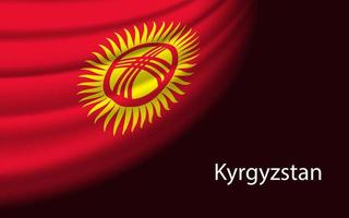 Vinka flagga av kyrgyzstan på mörk bakgrund. baner eller band vec vektor