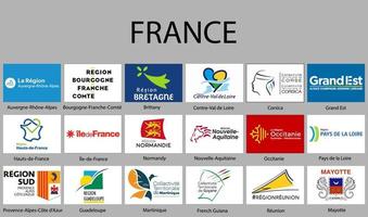 Allt flaggor regioner av Frankrike. vektor
