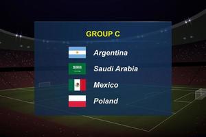 Welt Turnier Gruppe. Fußball Turnier Übertragung Grafik Vorlage. vektor