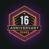 16 .. Jahr Jahrestag Feier abstrakt Logo Design auf Vorteil schwarz Hintergrund Vektor Vorlage