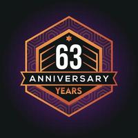 63: e år årsdag firande abstrakt logotyp design på vantage svart bakgrund vektor mall