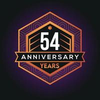 54 .. Jahr Jahrestag Feier abstrakt Logo Design auf Vorteil schwarz Hintergrund Vektor Vorlage