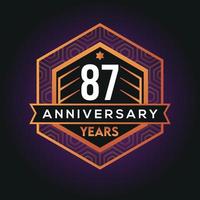87 .. Jahr Jahrestag Feier abstrakt Logo Design auf Vorteil schwarz Hintergrund Vektor Vorlage