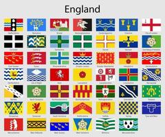 Flaggen von das Landkreise von England, alle Englisch Regionen Flagge colle vektor