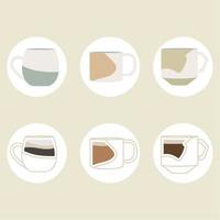 uppsättning av färgad abstrakt kaffe kopp ikoner vektor illustration