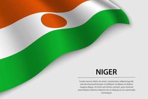 Welle Flagge von Niger auf Weiß Hintergrund. Banner oder Band Vektor