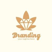 Diamant Silhouette Logo mit Cannabis Blatt Hintergrund vektor