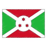 Hand gezeichnet skizzieren Flagge von Burundi. Gekritzel Stil Symbol vektor