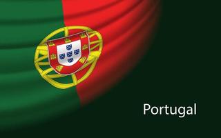 Vinka flagga av portugal på mörk bakgrund. baner eller band Vecto vektor