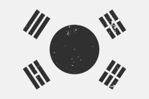 Grunge gestylt schwarz und Weiß Flagge Süd Korea. alt Jahrgang zurück vektor