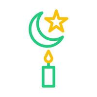 Kerze Symbol duocolor Grün Gelb Stil Ramadan Illustration Vektor Element und Symbol perfekt.