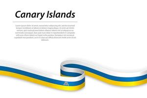 winken Band oder Banner mit Flagge von Kanarienvogel Inseln vektor