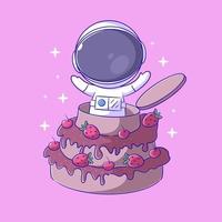 Astronauten sind auf ein groß Kuchen vektor