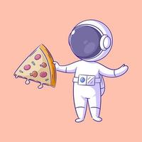 Astronaut mit Pizza im Hand vektor