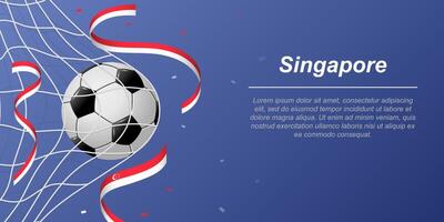 Fußball Hintergrund mit fliegend Bänder im Farben von das Flagge von Singapur vektor