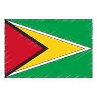 hand dragen skiss flagga av guyana. klotter stil ikon vektor