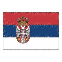 Hand gezeichnet skizzieren Flagge von Serbien. Gekritzel Stil Symbol vektor