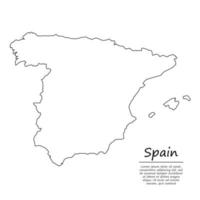 einfach Gliederung Karte von Spanien, im skizzieren Linie Stil vektor