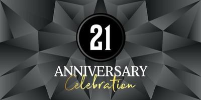 21 Jahr Jahrestag Feier Logo Design Weiß und Gold Farbe auf elegant schwarz Hintergrund Vektor Kunst abstrakt Hintergrund Vektor