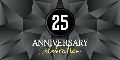 25 år årsdag firande logotyp design vit och guld Färg på elegant svart bakgrund vektor konst abstrakt bakgrund vektor