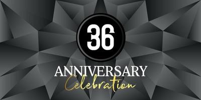 36 Jahr Jahrestag Feier Logo Design Weiß und Gold Farbe auf elegant schwarz Hintergrund Vektor Kunst abstrakt Hintergrund Vektor