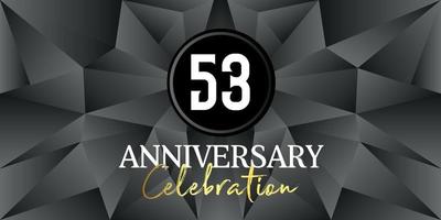 53 år årsdag firande logotyp design vit och guld Färg på elegant svart bakgrund vektor konst abstrakt bakgrund vektor