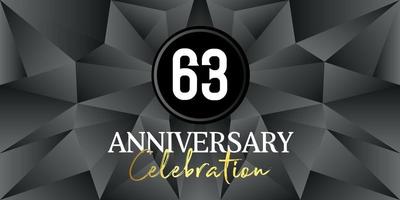 63 år årsdag firande logotyp design vit och guld Färg på elegant svart bakgrund vektor konst abstrakt bakgrund vektor